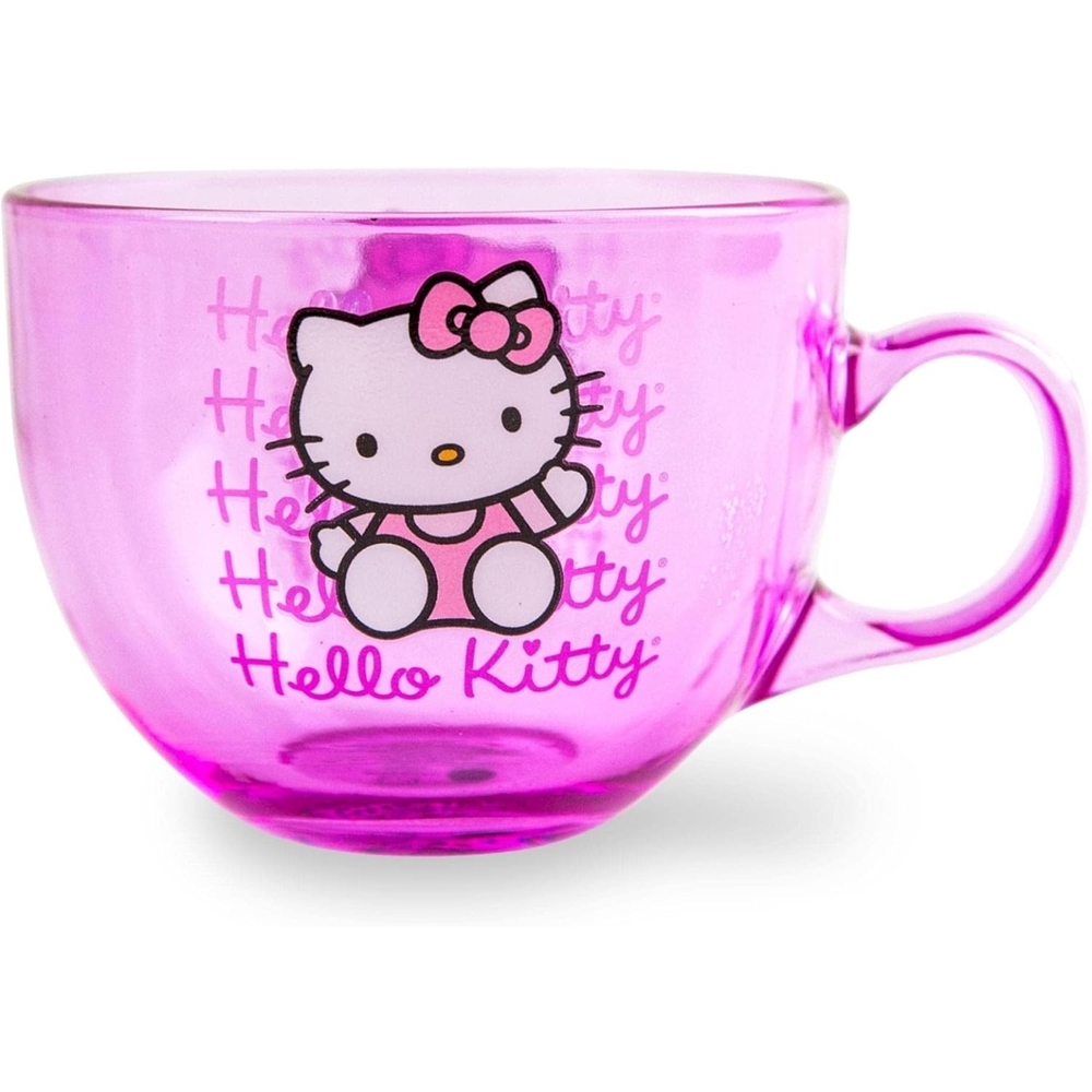 NEW~ Sanrio Hello Kitty Glass Coffee Mug, 16 Ounces